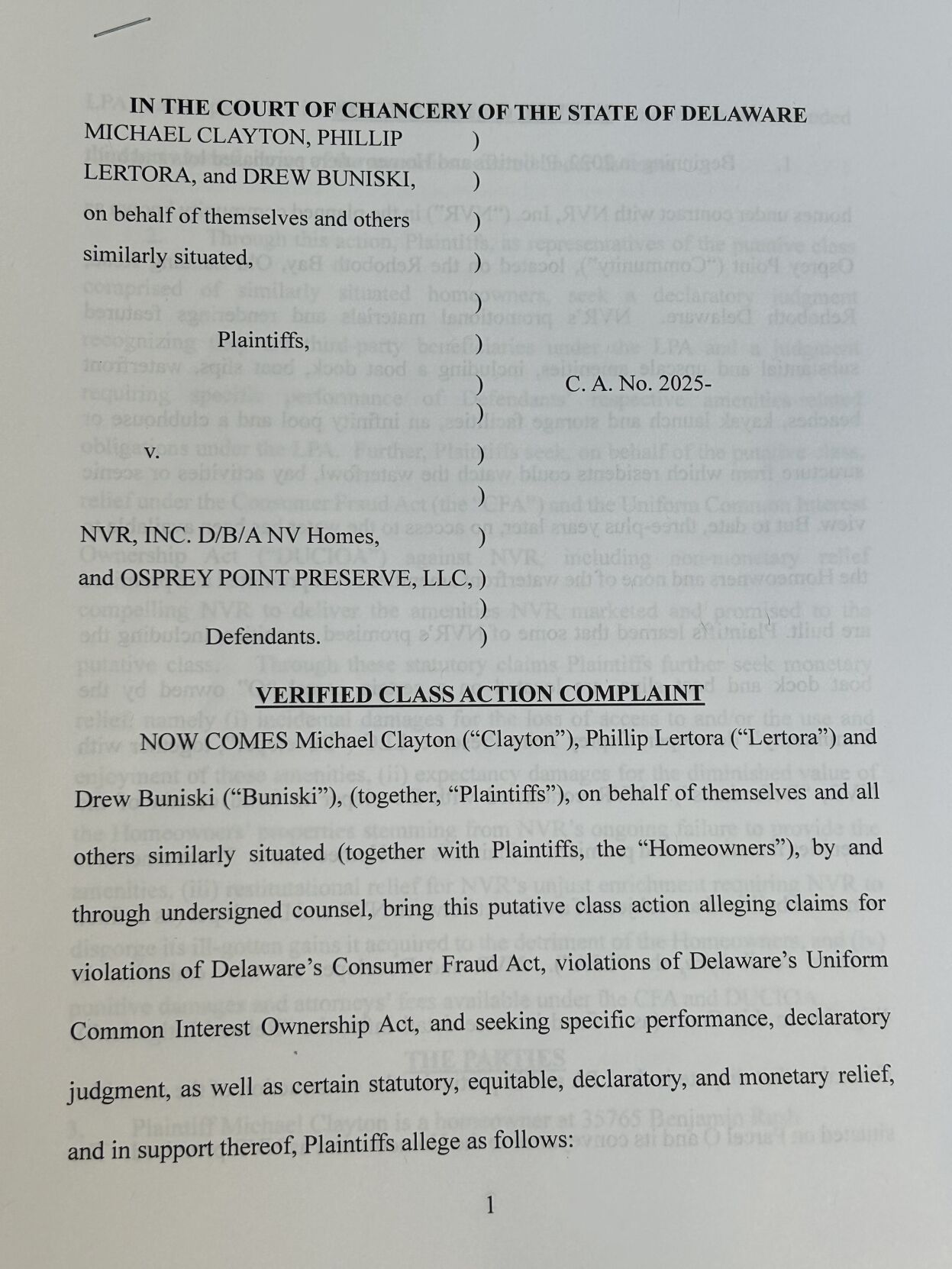 front page of lawsuit